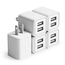 Load image into Gallery viewer, USB Wall Charger-5-Pack Dual Port USB Plug Cube-USB Cube Power Adapter for iPhone14/13/12/11/Pro/ProMax/Xs/XR/X/8,Samsung Galaxy S23 S22 S21,LG,Moto,Android Phones Power Block Fast Charging Box Brick