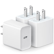 Load image into Gallery viewer, 3 Pack USB C Wall Charger-iPhone Fast Charger Block 20W PD Power Adapter Compatible with iPhone 13/13 Mini/13 Pro/13 Pro Max/12/11 iPad Pro/Mini Google Pixel 4/3 Samsung Galaxy S20 S10 and More