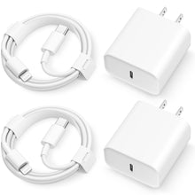 Load image into Gallery viewer, iPhone 14 13 12 11 Super Fast Charger-Apple MFi Certified-High Speed iPhone Charger-6FT Wall Charger-2-Pack 20W PD USB C Compatible with iPhone 14/14Pro/13/13 Pro/12/12Pro/XS/Max/XR/X/8/8 Plus