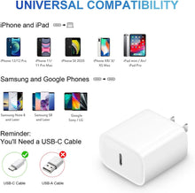 Load image into Gallery viewer, iPhone 14 13 12 11 Super Fast Charger-Apple MFi Certified-High Speed iPhone Charger-6FT Wall Charger-2-Pack 20W PD USB C Compatible with iPhone 14/14Pro/13/13 Pro/12/12Pro/XS/Max/XR/X/8/8 Plus