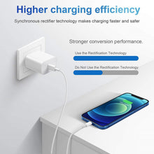 Load image into Gallery viewer, iPhone 14 13 12 11 Super Fast Charger-Apple MFi Certified-High Speed iPhone Charger-6FT Wall Charger-2-Pack 20W PD USB C Compatible with iPhone 14/14Pro/13/13 Pro/12/12Pro/XS/Max/XR/X/8/8 Plus