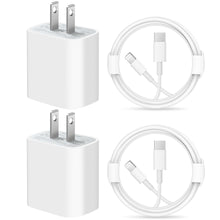 Load image into Gallery viewer, iPhone 14 13 12 11 Super Fast Charger-Apple MFi Certified-High Speed iPhone Charger-2-Pack 20W PD USB C 6FT Wall Charger Compatible with iPhone 13/13Pro/12/12 Pro/11/11Pro/XS/Max/XR/X/8/8 Plus