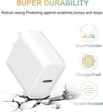 Load image into Gallery viewer, USB C Wall Charger Block【Apple MFi Certified】 2Pack 20W PD Power Adapter for iPhone 14/14 Pro/14 Pro Max/14 Plus/13 12 11 Pro Max/Mini/Xs Max/XR/X, iPad, Samsung/Google Phone
