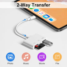 Load image into Gallery viewer, [Apple MFi Certified] SD Card Reader for iPhone, Lightning to SD Card Reader, 3-in-1 SD Card Reader for SD Card/Micro SD Digital Camera Adapter Compatible with iPhone, Plug &amp; Play SD Card Reader
