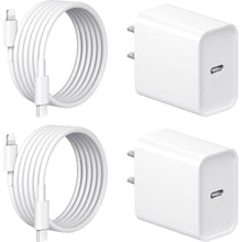 Load image into Gallery viewer, 2 Pack iPhone 15 Charger-USB C Charger-Apple MFi Certified-iPad Pro Charger iPad Air Mini Charger with 6FT Cable for iPhone 15/iPhone 15 Pro/iPhone 15 Pro Max/iPad Pro/Mini/Air4/AirPods
