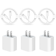 Load image into Gallery viewer, 3 Pack iPhone 15 Charger-USB C Charger-Apple MFi Certified-iPad Pro Charger iPad Air Mini Charger with 6FT Cable for iPhone 15/iPhone 15 Pro/iPhone 15 Pro Max/iPad Pro/Mini/Air4/AirPods
