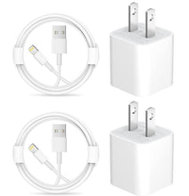 Load image into Gallery viewer, iPhone Charger【Apple MFi Certified 】[2-Pack] USB Wall Charger Block and 6FT USB to Lightning Fast Charging Cable Compatible with iPhone 14/14 Pro/14 Pro Max/14 Plus/13/12/11/Mini/XS/Max/XR/X/8/7/SE
