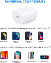 Load image into Gallery viewer, iPhone Charger【Apple MFi Certified】 20W PD Fast Type C Power Wall Charger with 6FT USB C to Lightning Cable Compatible iPhone 12/12 Mini/12Pro/12 Pro Max/11/11 Pro Max/Xs Max/XR/X, iPad
