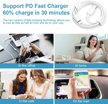 Load image into Gallery viewer, iPhone 11 12 13 14  Fast Charger【Apple MFi Certified】 20W PD Type C Power Wall Charger with 6FT USB C to Lightning Cable Compatible iPhone 12/12 Mini/12Pro/12 Pro Max/11/11 Pro Max/Xs Max/XR/X, iPad AirPod
