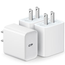 Load image into Gallery viewer, 3 Pack USB C Wall Charger-iPhone Fast Charger Block 20W PD Power Adapter Compatible with iPhone 13/13 Mini/13 Pro/13 Pro Max/12/11 iPad Pro/Mini Google Pixel 4/3 Samsung Galaxy S20 S10 and More
